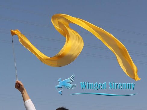 Winged Sirenny 98" Hand Painted Flowy Silk Ribbon Streamer with a Telescopic Rod, Church Liturgical Praise, Worship Adoration Dance Ribbon Banner in Saudi Arabia