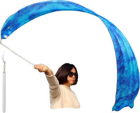 Winged Sirenny 98" Hand Painted Flowy Silk Ribbon Streamer with a Telescopic Rod, Church Liturgical Praise, Worship Adoration Dance Ribbon Banner in Saudi Arabia