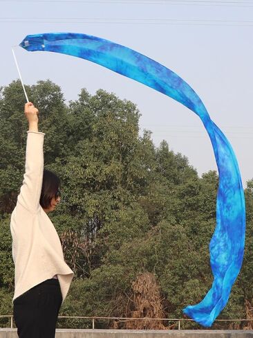 Winged Sirenny 98" Hand Painted Flowy Silk Ribbon Streamer with a Telescopic Rod, Church Liturgical Praise, Worship Adoration Dance Ribbon Banner in Saudi Arabia
