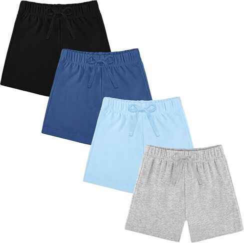 Resinta 4 Packs Unisex Baby Toddler Cotton Shorts Baby Pull-on Shorts with Drawstring Soft Summer Clothes for Daily Wear in Kuwait