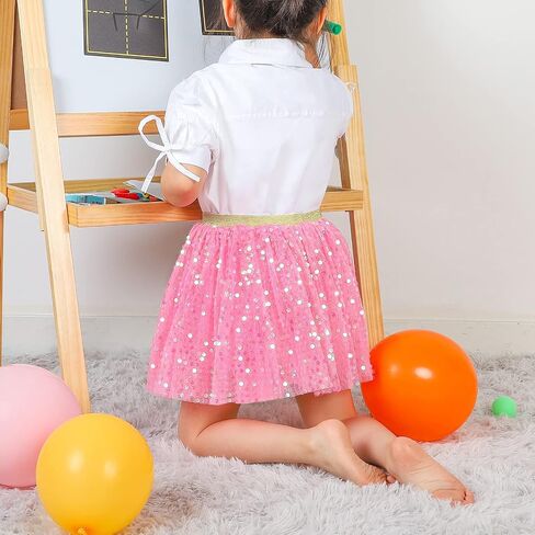 Toddler Girls Layered Tutu Skirt Sparkling Sequin Tulle Dance Skirts in Saudi Arabia