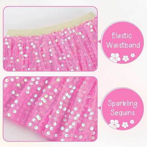 Toddler Girls Layered Tutu Skirt Sparkling Sequin Tulle Dance Skirts in Saudi Arabia