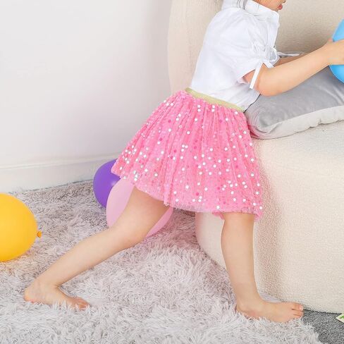 Toddler Girls Layered Tutu Skirt Sparkling Sequin Tulle Dance Skirts in Saudi Arabia