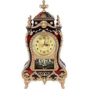 Antique Clock Vintage Style Plastic Table Clock Antique Home Hotel Decorative Desk Alarm Clocks(Brown)