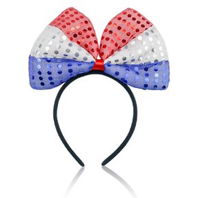 4th of July Head Boppers American Stars Headband Independence Day Hair Hoop Hair Band Patriotic Party Hair Scrunchies White Blue Red Hair Accessories National Memorial Day Party Favors for Women Kids