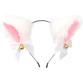 Cute Cat Ears Headband Fox Ears Cosplay Headband with Bells Headwear Hairband for Party Costume Halloween Hairhoop Brown