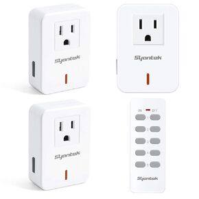 Remote Control Outlet Wireless Light Switch for Household Appliances, Expandable Remote Light Switch Kit, Up to 100 ft Range, FCC Certified, ETL Listed, White (5 Outlets + 2 Remotes)
