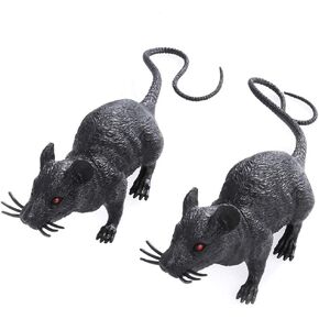 Toyvian 2pcs Mouse Toy Spooky Scary Creepy Fake Rat Halloween Tricks Pranks Props Toy Halloween Decor