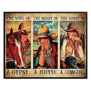 Inspiration Western Wall Decor for Women - Horse Wall Art & Decor - Rustic Farmhouse Wall Decor - Hippie Boho-chic Country Decor - Barn Wall Decor - Boho Living room Decor for Women Woman Girl Cowgirl