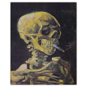 Vintage Van Gogh Smoking Skull Painting Reproduction Wall Art Print - 8x10 Unframed Picture For Home, Office, Dorm & Bedroom Decor - Creative Idea for Van Gogh Fans
