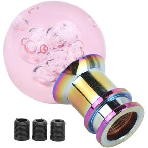 aqxreight Manual Shift Knob Gear Stick Shifter Pink Crystal Bubble with 3 Threaded Adapters Universal