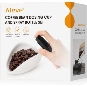 AIEVE Coffee Bean Dosing Cup and Spray Bottle Set, Espresso Accessories Coffee Accessories for Coffee Bar (Black)