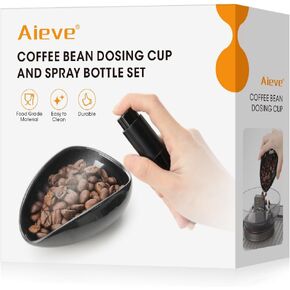 AIEVE Coffee Bean Dosing Cup and Spray Bottle Set, Espresso Accessories Coffee Accessories for Coffee Bar (Black)