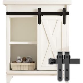 skysen 2ft Single Door Cabinet Sliding Barn Door Hardware Kit Super Mini Sliding Door Hardware for Wardrobe Cabinet TV Stand (ykd2)