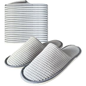 Anmerl Spa Slippers for Men and Women - Premium Bulk Hotel Slippers - Breathable Soft Cotton House Guest Slippers - Non Slip, Washable, Reusable - 10 Pairs (White)