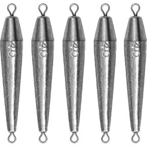 THKFISH Fishing Weights，Inline Trolling Sinkers Fishing Weights Sinkers Double Ringed One Piece Wire Lead Fishing Weights,Torpedo Sinkers Saltwater Freshwater 1oz-3.5oz