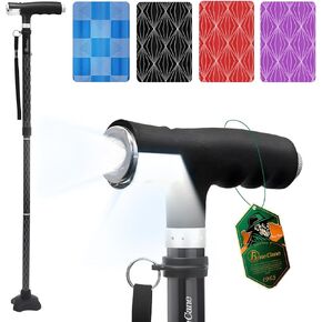 BeneCane Walking Cane for Women Folding Cane for Men with Two Led Lights Quad Cane with Stable Base Lightweight and Adjustable Walking Stick