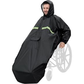 Anyoo Wheelchair Waterproof Poncho with Hood Reusable Cover Lightweight Poncho Cloak perfect for Adult