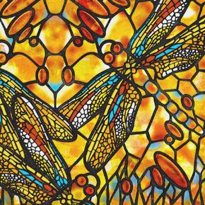 funlife Original Hand Drawn Double-Sided Privacy Dragonfly Stained Glass Window Film, Removable Frosted Texture Static Window Cling Glass Covering Window Decor, Indigo Blue Dragonfly 22.8"X118"