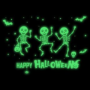 Halloween Glow in The Dark Wall Stickers Luminous Moon Bat Stickers Window Clings Halloween Wall Decals Cute Pink Halloween Pattern Night Glow Window Wall Decorations for Halloween Theme Party House
