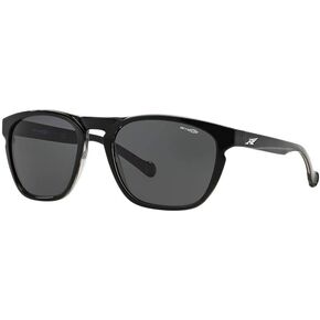 Arnette An4203 Groove Rectangular Sunglasses, Black On Translucent Clear/Grey, 55 mm