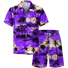 Cromoncent Men's & Boys Hawaiian Shirt Short Sleeve Cuban Collar Tropical Holiday Summer Beach Shirts