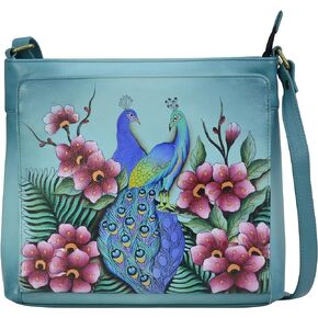 Anna by Anuschka Women's Genuine Leather Crossbody Organizer, Hand-Painted Exterior