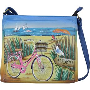 Anna by Anuschka Women's Genuine Leather Crossbody Organizer, Hand-Painted Exterior