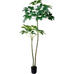 Artificial Umbrella Tree 4/5/6ftTall Fake Plants Artificial Umbrella Plants for Indoor Fake Trees for Office Home Living Room Floor Patio Greening Porch Decor (6-FT)