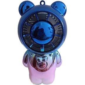 Electroplated Cartoon Bear Series Keychain Colorful Mini Fan Handheld fan 2-speed Adjustable USB Rechargeable Pendant Keychain Fan Gift Fan (C01)