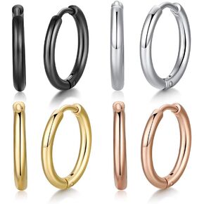 Stainless Steel Small Huggie Hoop Earrings for Women Men Cartilage Hoop Earring, 6-12mm Diameter