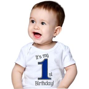 First Birthday Embroidered Year One Bodysuit for Baby Boys Turning 1