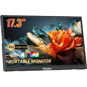 شاشة محمولة 17.3 بوصة HD 1600x900 HDMI USB Type-C للكمبيوتر المحمول، شاشة خارجية ثانية للكمبيوتر المكتبي Ras Pi، مسند مدمج in Kuwait