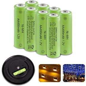 JINTION Solar Rechargeable Ni-MH AA Batteries AA 400 mAh Battery 8 Pack