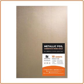 MONCURIOZY 10 Sheets A4 250GSM Colored Metallic foil Paper for Crafts & Arts,Card Making,Scrapbooking and DIY (Gold)