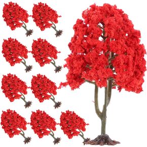 10pcs Model Tree Flower Centerpieces Artificial Coconut Tree Artificial Tree Plants Miniature Dollhouse Pots Decor Train Scenery Trees Faux Tree Iron Wire Cherry Blossom Small Tree