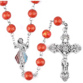 Divine Mercy Jesus Christ Lord Catholic Religious Gifts Red 7mm Stone Rosary Rosaries Beads in Kuwait