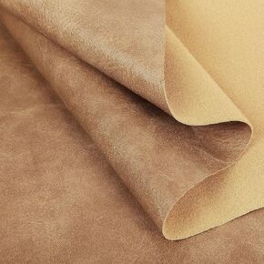 LOTOFUN Upholstery Faux Leather Sheets: 52"x36" Cognac Tan PU Artificial Leatherette Vegan Synthetic Pleather Fabric by The Yard for DIY Crafts