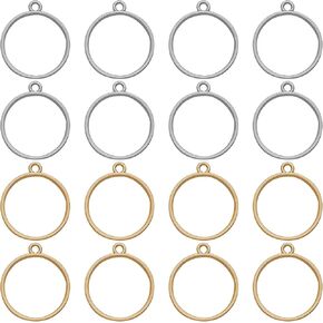 Huwujiu 60pcs Open Bezel for Jewelry Making,Open Back Bezel Pendants Blank Trays Hollow Pendant Flower Rectangle Pendants for Jewelry Findings DIY Resin Pressed Flow(Golden, White K, Ancient Cyan)