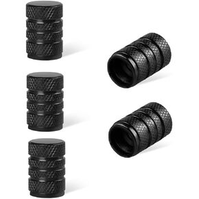 5 PCS Car Tire Valve Stem Caps, Aluminum Auto Wheel Stem Cover with O Seal, Corrosion Resistant Vehicle Tire Air Caps for Truck Motorcycle Bike, Universal Car Accessories (Black)