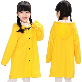 Yellow Kids Rain Coat Hooded Rain Jacket for Girls Boys Toddlers Rain Gear, Children Halloween Cosplay Costumes