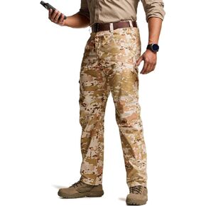 CQR Men's Utility Flex Cargo Pants, Classic-Fit Casual Stretch Work Pants, Water Resistant Lightweight Tactical Hiking Pants