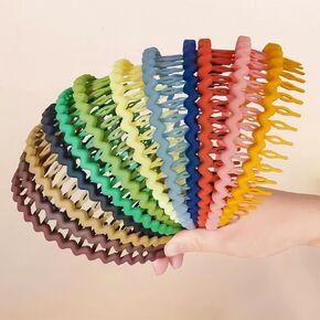 12 Pcs Plastic Headbands Teeth Comb Headband Non Slip, Thin Headbands for Women Girls, Teeth Comb Skinny Hair Bands for Women Men Teen Girls