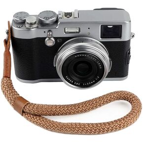 Camera Hand Wrist Strap Soft Cotton Hand Strap compatible for Fujifilm X-T5 X-T30 X-T20 X-T4 X-T3 X100V X100F Sony A6000 A6100 A6300 A6400 A6500 A6600 A6700 & More Mirrorless cameras - Coffee
