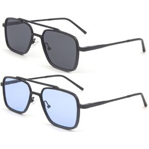 Dollger Sunglasses Mens Square Aviator Fashion Oversized Metal Frame Sun Glasses Retro Punk Shades Men