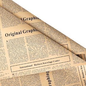 Whaline Vintage Newspaper Wrapping Paper - Not Roll - Old Newsprint Gift Wrap Paper Folded Flat Retro Kraft Magazine DIY Craft Art Paper for Wedding Birthday Party Decor Supplies, 10 Sheets