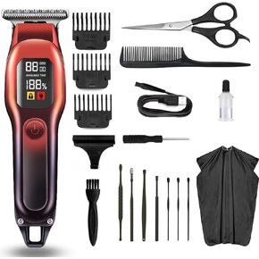 GASLIKE Hair Beard Trimmer for Men, Professional T Liners Clippers for Men, Mens Cordless Barber Clippers, Zero Gapped Grooming Hair Cutting Kit, LCD Rechargeable Shaver Clippers Gifts for Men, Gold