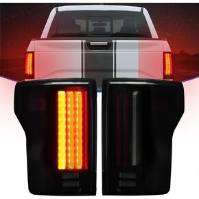 LED Tail Lights + 3rd Brake Light Fit for Ford F150 2015-2020, Rear Brake Lamp Taillight Assembly, Black Housing Smoke Lens