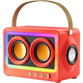 Retro Bluetooth Speaker, Small Vintage Speaker Classic Decor Speaker with RGB Lights Portable Wireless Bluetooth Speaker Support USB/TF Card for Outdoor Living Room Bedroom Kitchen (Cream)