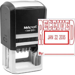 MaxMark Q43 (Large Size) Date Stamp with Approved Self Inking Stamp - Red Ink